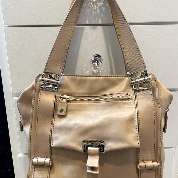 Jimmy Choo Handbags - JIMMY CHOO Beige Leather Shoulder Bag Purse Gold Hardware